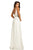 Johnathan Kayne - 8050 Sequined Plunging Chiffon Gown in White