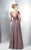 Marsoni by Colors - Bedazzled Illusion Bateau A-line Dress M102 in Brown
