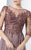 Marsoni by Colors - M102 Bedazzled Illusion Bateau A-line Dress in Brown
