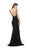 Marsoni by Colors - M140 Jeweled Bateau Trumpet Dress in Black