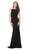 Marsoni by Colors - M140 Jeweled Bateau Trumpet Dress in Black