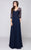Marsoni by Colors - M159 Embellished V-Neck A-Line Dress in Blue