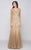 Illusion Quarter Sleeve Lace Trumpet Gown M162 in Latte