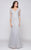 Marsoni by Colors - M162 Embellished V-neck Trumpet Dress in Grey