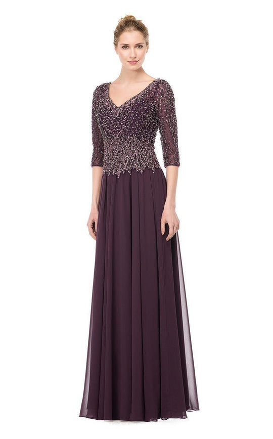 Marsoni by Colors Illusion Lattice Motif A-Line Gown M165 in Purple