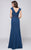 Marsoni by Colors Ruched Wrap Cap Sleeve Gown M169 In Peacock