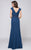 Marsoni by Colors - M169 Ruched Wrap Cap Sleeve Gown in Blue