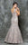 Marsoni by Colors - M171 Lace V-neck Mermaid Dress in Brown and Gray