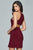 Faviana - 8053 Halter Jersey Cocktail Dress  in Wine