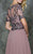 Marsoni by Colors - M174 Short Sleeve Chiffon Gown in Pink and Purple