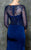 Marsoni by Colors - M175 Refined V-Neck Illusion Gown in Blue