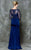 Marsoni by Colors - M175 Refined V-Neck Illusion Gown in Blue