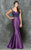 Marsoni by Colors - M178 Illusion V-Neck Mermaid Gown in Purple