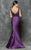 Marsoni by Colors - M178 Illusion V-Neck Mermaid Gown in Purple