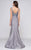 Marsoni by Colors - M178 Illusion V-Neck Mermaid Gown in Silver