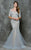 Marsoni by Colors - M179 Illusion Short Sleeve Mermaid Gown in Blue
