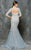 Marsoni by Colors - M179 Illusion Short Sleeve Mermaid Gown in Blue
