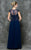 Marsoni by Colors - M181 Beaded Illusion A-Line Gown in Blue
