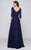 Marsoni by Colors - Classic Lace Quarter Sleeve Gown M182 in Blue