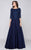 Marsoni by Colors - M182 Classic Lace Quarter Sleeve Gown in Blue