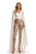 Johnathan Kayne - 8053  Cape Sleeve Metallic Sequin Jumpsuit in Neutral and White