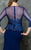 Marsoni by Colors - M185 Beaded Sheer Quarter Length Sleeves Dress in Blue