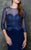 Marsoni by Colors - M185 Beaded Sheer Quarter Length Sleeves Dress in Blue