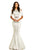 Johnathan Kayne - 8058 Short Sleeved Metallic Mermaid Gown in White and Silver