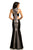 Johnathan Kayne - 8059 High Neck Two-Toned Mermaid Gown in Gray and Black