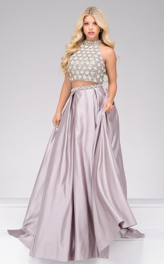 46996 Stunning Two-Piece Detailed Evening Gown