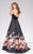 47020 Halter Illusion Floral Patterned Gown