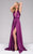 47171 Glossy Halter Slit Evening Gown