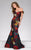 47698 Off-Shoulder Printed  Mermaid Gown