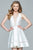 Faviana  - 8064 Lace V-Neck Mikado Dress in White