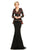 Johnathan Kayne - 8064 Embroidered V-neck Trumpet Dress in Black and Red