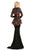 Johnathan Kayne - 8064 Embroidered V-neck Trumpet Dress in Black and Red