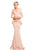 Johnathan Kayne - 8064 Embroidered V-neck Trumpet Dress in Blush