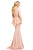 Johnathan Kayne - 8064 Embroidered V-neck Trumpet Dress in Blush