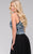 Jovani - 48128 Beaded V-neck Mesh A-line Dress in Black and Multi-Color