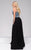Jovani - 48128 Beaded V-neck Mesh A-line Dress in Black and Multi-Color