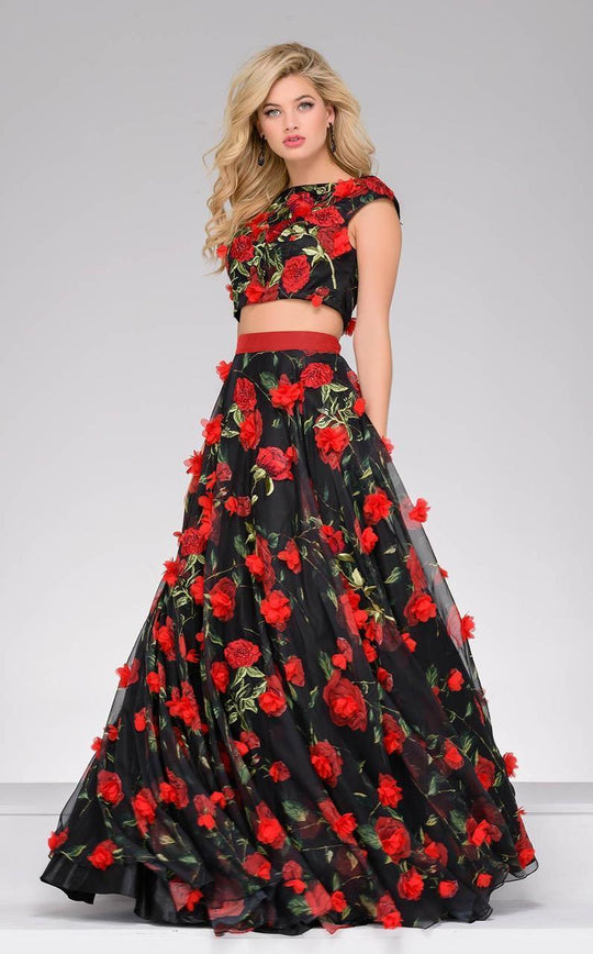 48424 Two Piece Rosette Applique A-line Dress