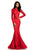 Johnathan Kayne - 8068 Lace Long Sleeves Mermaid Gown in Red