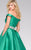 48783 Plunging Off-Shoulder Satin Gown