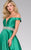 48783 Plunging Off-Shoulder Satin Gown