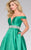 48783 Plunging Off-Shoulder Satin Gown