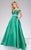 48783 Plunging Off-Shoulder Satin Gown
