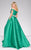 48783 Plunging Off-Shoulder Satin Gown