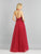 Dave & Johnny - A8069 Plunging Halter Pin-Tucked A-Line Gown In Red