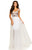 Johnathan Kayne - 8069 Embellished Deep V-neck A-line Dress In White
