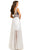 Johnathan Kayne - 8069 Embellished Deep V-neck A-line Dress In White